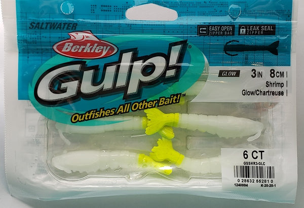 Berkley Gulp! Shrimp Glow/Chartreuse 3 6pk