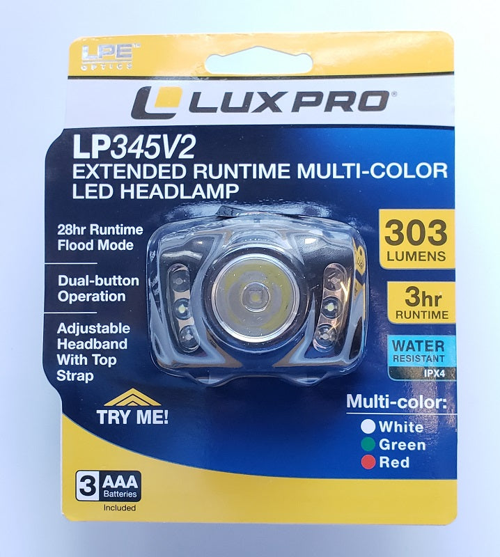 Lux-Pro Extended Runtime LED Headlamp 303 Lumens LP345V2