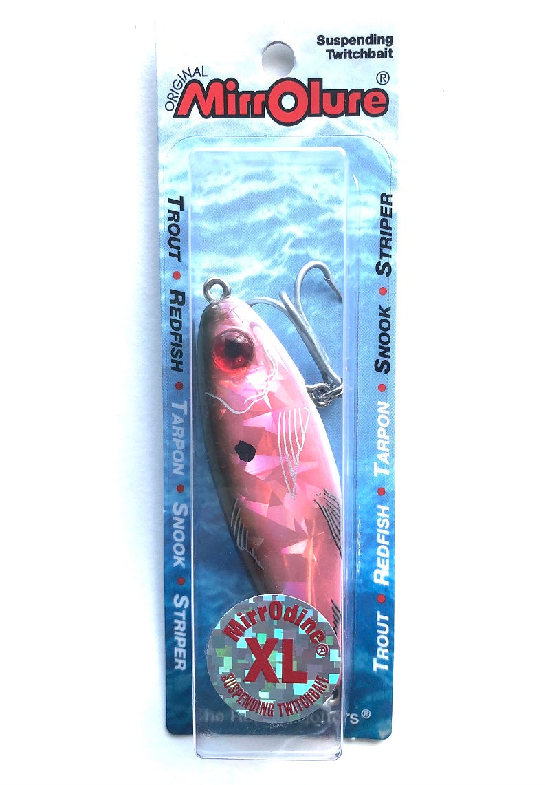 fishing a mirror lure Mirrolure MirrOdine XL Suspending Twitchbait 27MR-RT