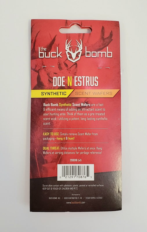 The Buck Bomb Doe N Estrus Synthetic Scent Wafers 3pk 200018